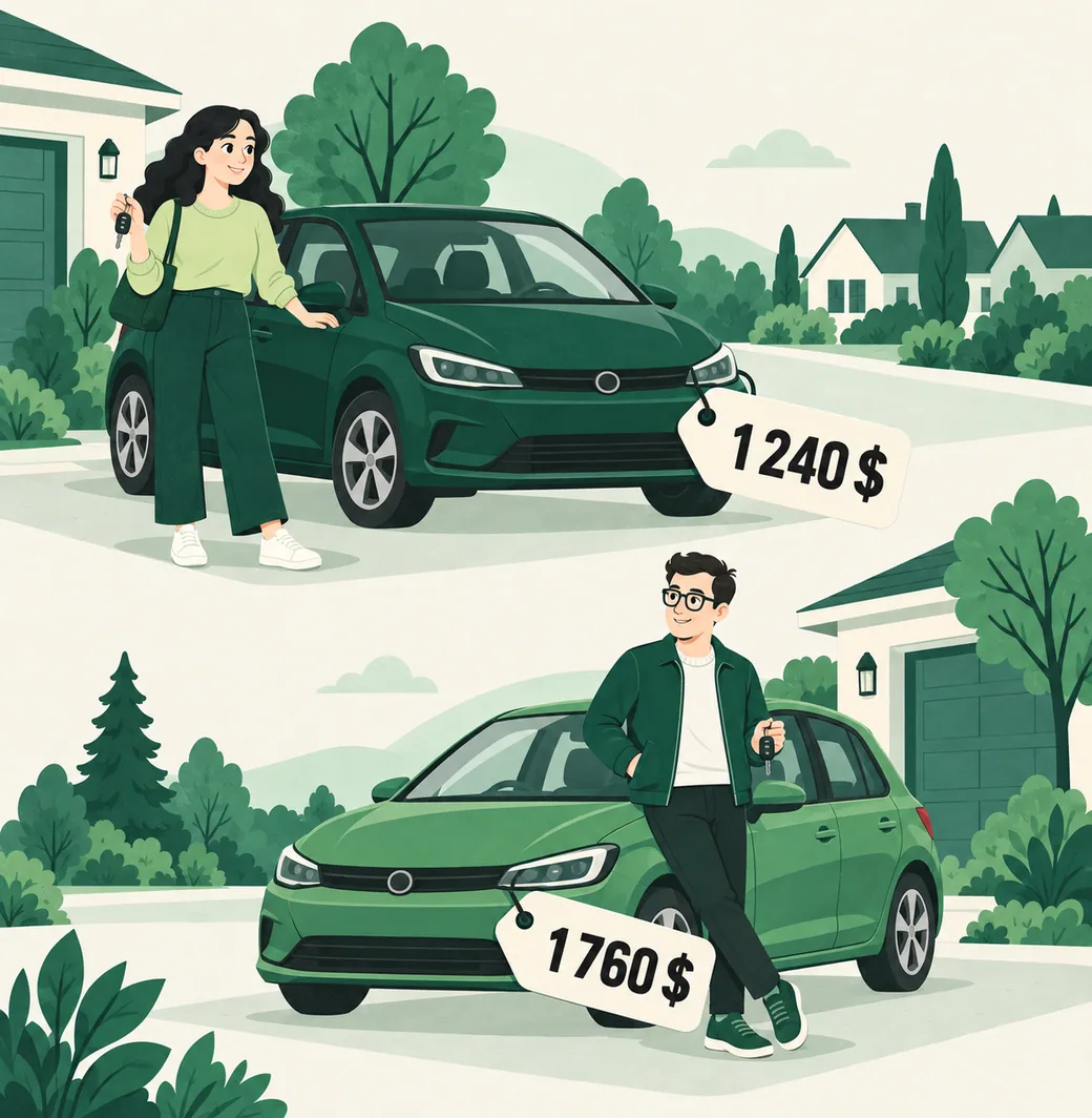 Deux personnes, deux voitures semblables, deux prix différents